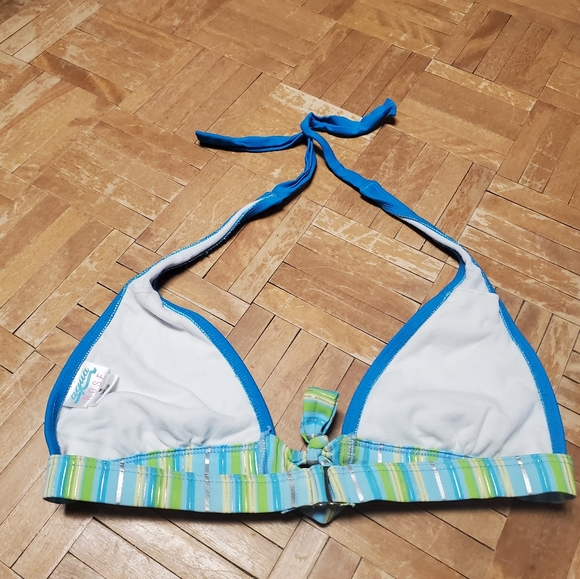 💥3 for $15💥 Bright Blue with Green stripes 2pc Bikini - Picture 7 of 8